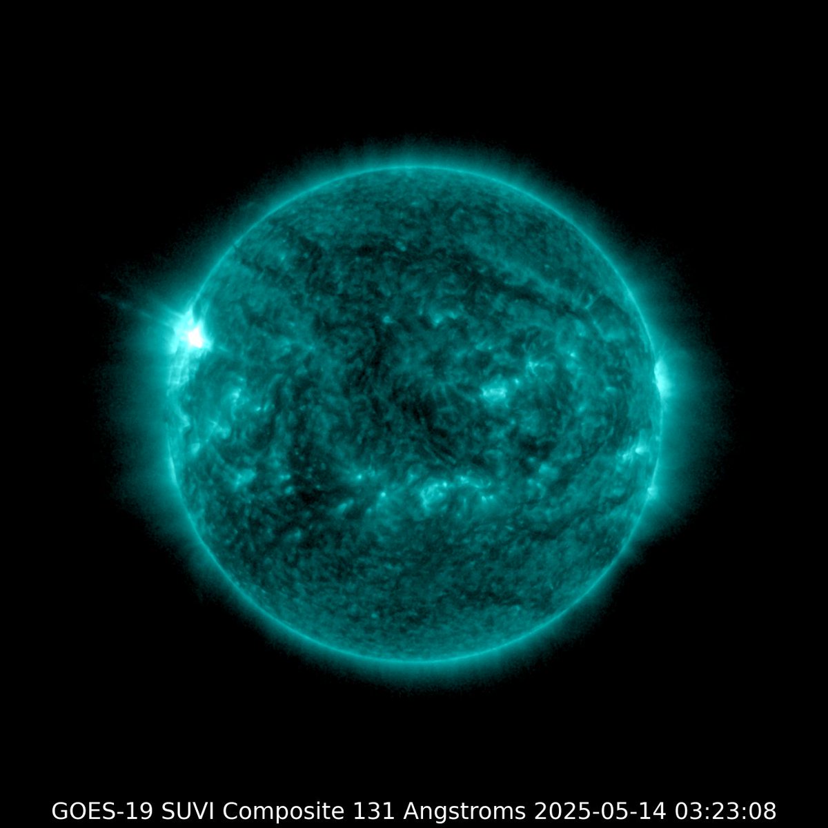As one flare-productive active region rotates off the Sun, another comes into view! A new active region in the north-east (top-left) just produced an M5-class #SolarFlare. Let's see if this region continues to produce as it rotates to face Earth. #spaceweather