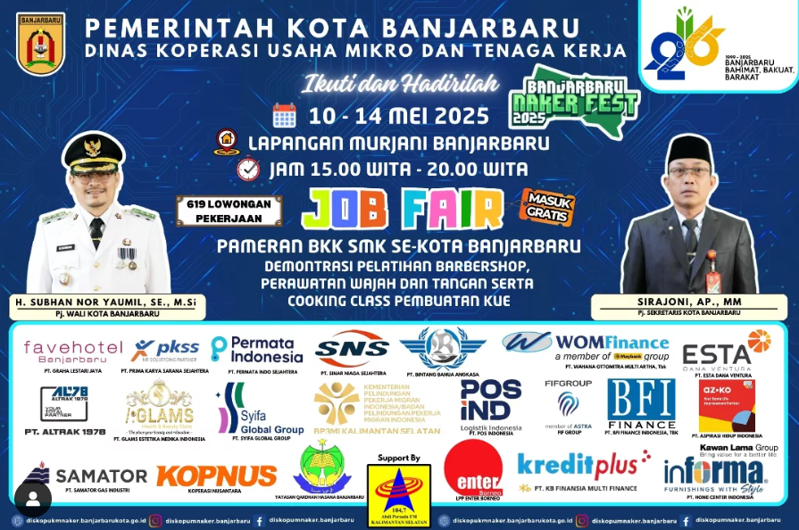 Hari ini terakhir! Jobfair di Kota Banjarbaru, mulainya jam 15.00 WITA sd 20.00 WITA.  

#InfoJobfairMei2025 #InfojobfairBanjarbaru #InfojobfairKalimantanSelatan

Sumber:
instagram.com/radio_abdipers…