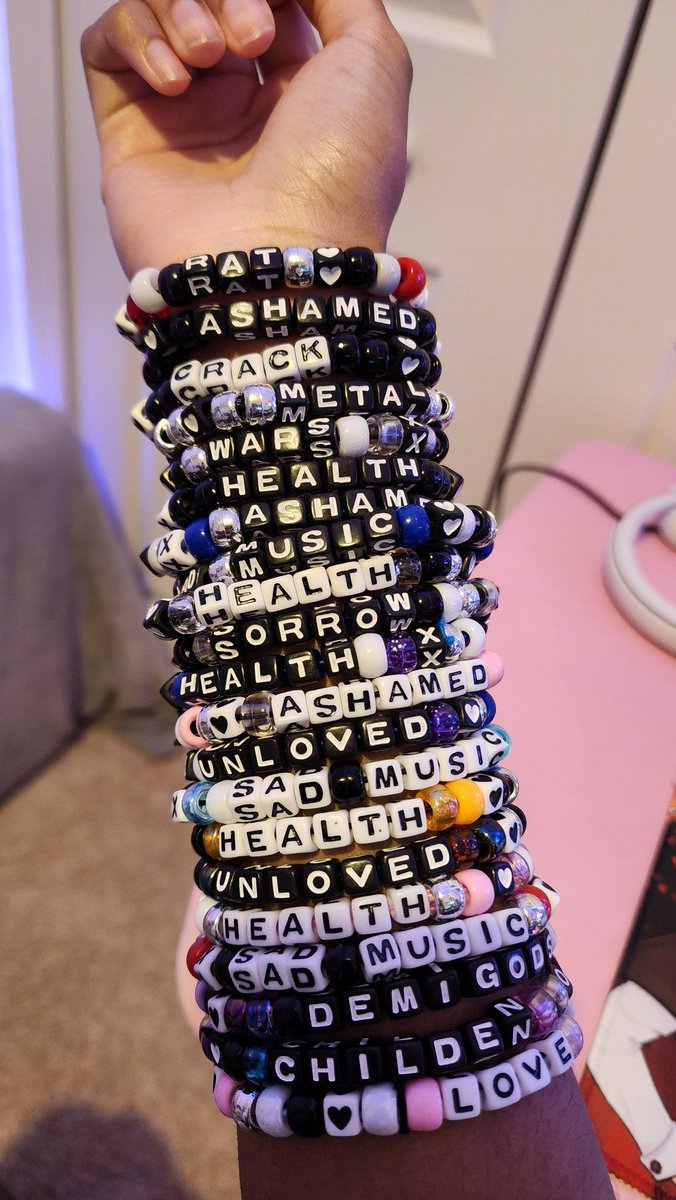 xtwistedfae's tweet photo. @_HEALTH_  made some HEALTH inspired kandi (and still making!) to give out during the set at @RockvilleFest this year !!! 

aaaa I'm super excited, y'all are literally my favorite band 🥹🖤 https://t.co/KNVzNLeEa9