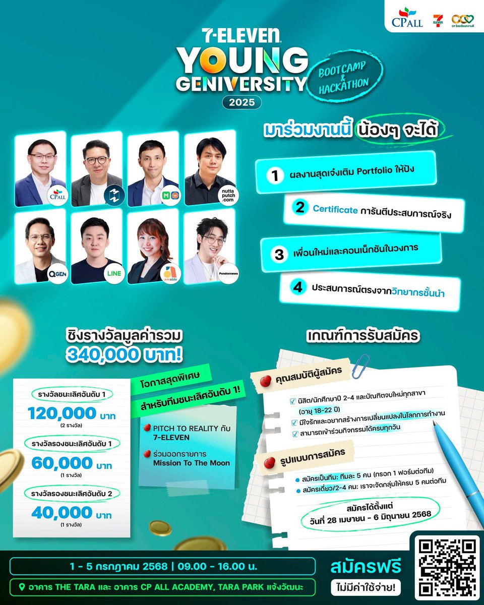 Sunnyhesper's tweet photo. ⭐️7-ELEVEN YOUNG GENIVERSITY 2025
เปิดรับสมัครแล้ว !

ร่วมออกแบบ “Workplace ในฝัน”
ภายใต้ธีม Success Starts Here
พร้อม 5 วันแห่งการเรียนรู้
+ Hackathon สุดเข้มข้น 🔥

📍สมัครได้ตั้งแต่วันนี้ - 6 มิ.ย. 68

สมัคร | อ่านรายละเอียดเพิ่มเติม
https://t.co/1FKEkp3sAi

#CPALL #ค่าย #แข่ง https://t.co/IDyroOObCj
