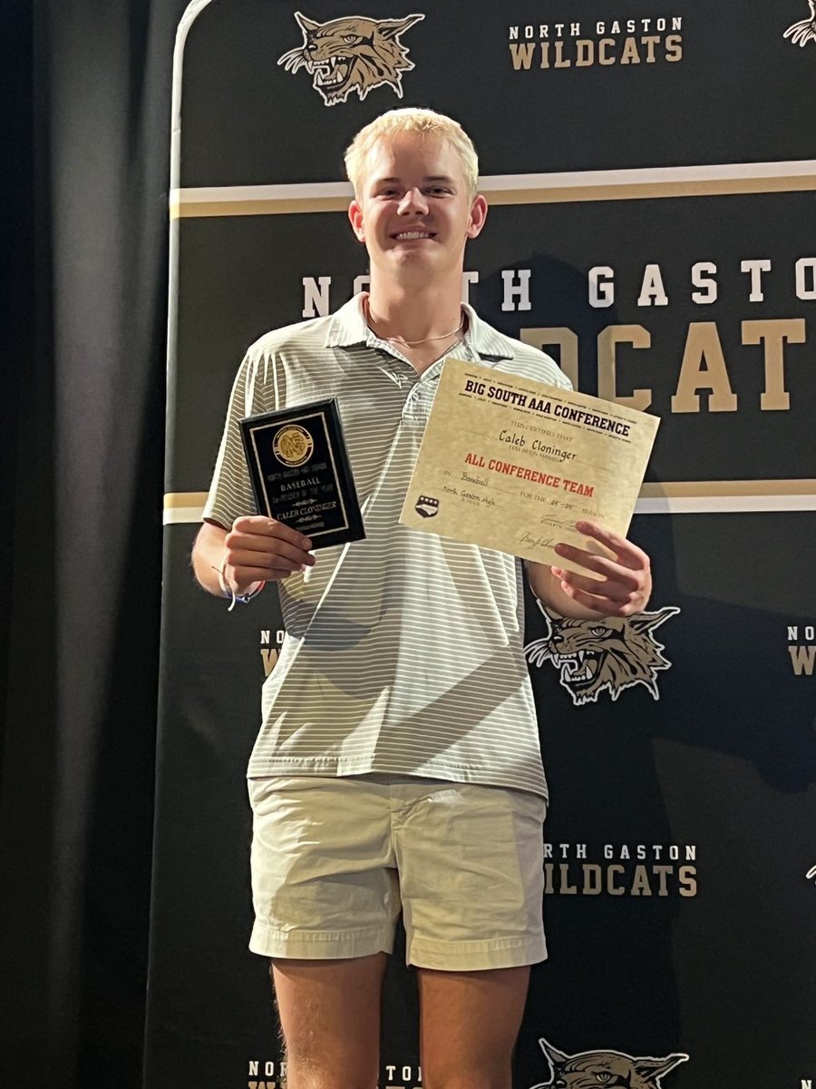 Caleb Cloninger (@cloningercaleb) on Twitter photo Blessed to receive big-south 3a all conference 1st team and North Gaston co-pitcher of the year with <a href="/JLiv1215/">Jackson Livingston</a>
Varsity career stats
20-12 record
192 IP
2.63 ERA
1.19 WHIP
261 strikeouts
<a href="/H2TPNC/">Head 2 Toe Performance</a> <a href="/BBUniversityWNC/">Baseball University of the Blue Ridge</a> <a href="/nickmelton15/">Nick Melton</a> <a href="/5_jrg/">John Grigg</a> Blessed to receive big-south 3a all conference 1st team and North Gaston co-pitcher of the year with <a href="/JLiv1215/">Jackson Livingston</a>
Varsity career stats
20-12 record
192 IP
2.63 ERA
1.19 WHIP
261 strikeouts
<a href="/H2TPNC/">Head 2 Toe Performance</a> <a href="/BBUniversityWNC/">Baseball University of the Blue Ridge</a> <a href="/nickmelton15/">Nick Melton</a> <a href="/5_jrg/">John Grigg</a>