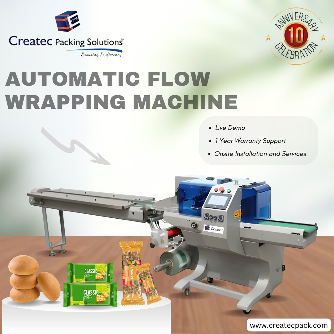 CreatecPacking's tweet image. High-Speed Wrapping Made Easy!
Our Automatic Horizontal Flow Wrapping Machine is perfect for packing biscuits, chocolates, soaps, medical items, and more – fast, hygienic, and efficient!
#FlowWrappingMachine #HorizontalFlowWrapper #createcpackingsolutions #AutomaticPackaging