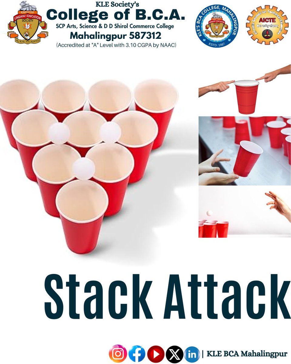 klebcamlp's tweet image. Stack Attack 
Paper Cup Game
for II Semester Students 

12-05-2025

#stackattack
#klescpbca 
#Klebcamlp 
#klescpmahalingpur