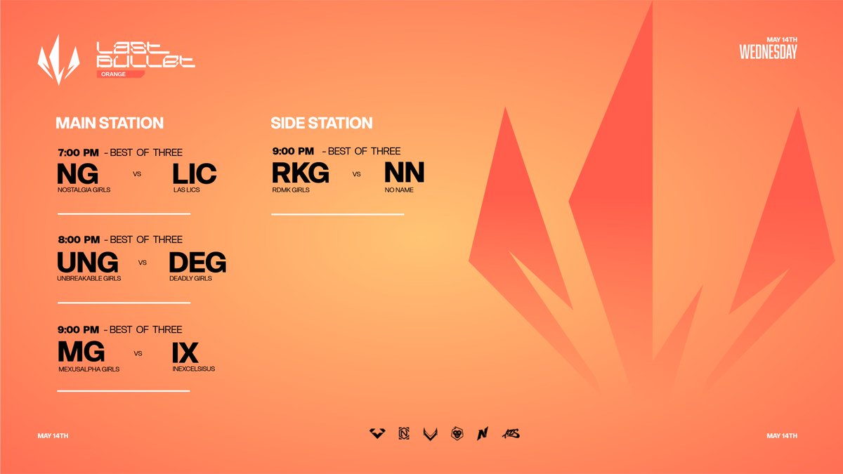 Tee Gaming (@teegamingorg) on Twitter photo Last Bullet: Orange 🟠
Mañana comenzamos
Bienvenidas 🌷🌷🌷🌷
Main Station:
twitch.tv/teegamingorg
<a href="/NostalgiaGnesis/">𝐍𝐨𝐬𝐭𝐚𝐥𝐠𝐢𝐚</a> Girls vs <a href="/LosLics/">Los Lics</a> Girls
7:00 pm Mex
<a href="/uN_eSports_Gow/">uNbreakable eSports</a> Girls vs <a href="/DeadIyEsports/">Deadly Esports</a> Girls
8:00 pm Mex
<a href="/MexusAlpha/">Mexus Alpha</a> Girls vs <a href="/InExcelsisUS/">In Excelsis</a>
9:00 pm Mex
Side Station: Last Bullet: Orange 🟠
Mañana comenzamos
Bienvenidas 🌷🌷🌷🌷
Main Station:
twitch.tv/teegamingorg
<a href="/NostalgiaGnesis/">𝐍𝐨𝐬𝐭𝐚𝐥𝐠𝐢𝐚</a> Girls vs <a href="/LosLics/">Los Lics</a> Girls
7:00 pm Mex
<a href="/uN_eSports_Gow/">uNbreakable eSports</a> Girls vs <a href="/DeadIyEsports/">Deadly Esports</a> Girls
8:00 pm Mex
<a href="/MexusAlpha/">Mexus Alpha</a> Girls vs <a href="/InExcelsisUS/">In Excelsis</a>
9:00 pm Mex
Side Station: