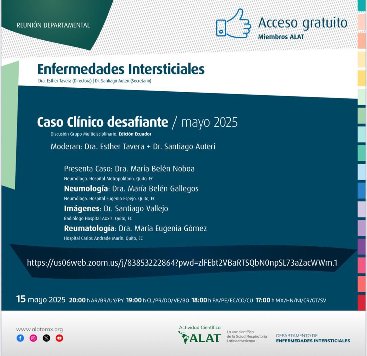 Te esperamos  este jueves 15 <a href="/ALATorax/">ALAT</a>   Acompáñanos en este caso desafiante edición ECUADOR 🇪🇨!🙌