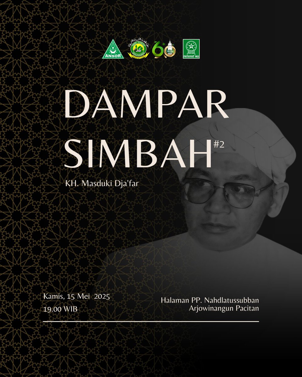 Dampar Simbah #2 KH. Masduki Dja'far di Halaman PP. Nahdlatussubban Arjowinangun, Pacitan, Kamis 15 Mei 2025 Pukul 19.00 WIB

#DamparSimbah
#AnsorBanserPacitan