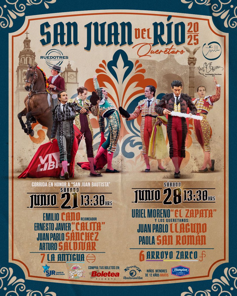 Ruedo Tres da a conocer los carteles para la Feria de San Juan del Río, Querétaro.