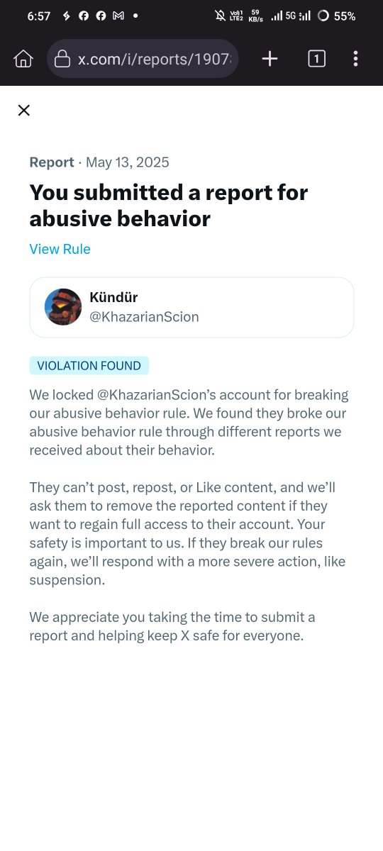 SuspenderTeam's tweet photo. Dear @X, temporary locking @KhazarianScion’s account isn’t enough.

Their abusive behavior violates platform safety.

Escalate to permanent suspension to prevent further harm. 

#EnforceTheRules #NoToAbuse" https://t.co/pRMlBq4RcA