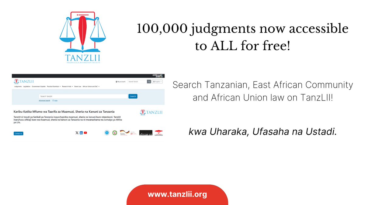 Tanzanian law is now at your fingertips! Hongera! 🎉
#TANZANIA