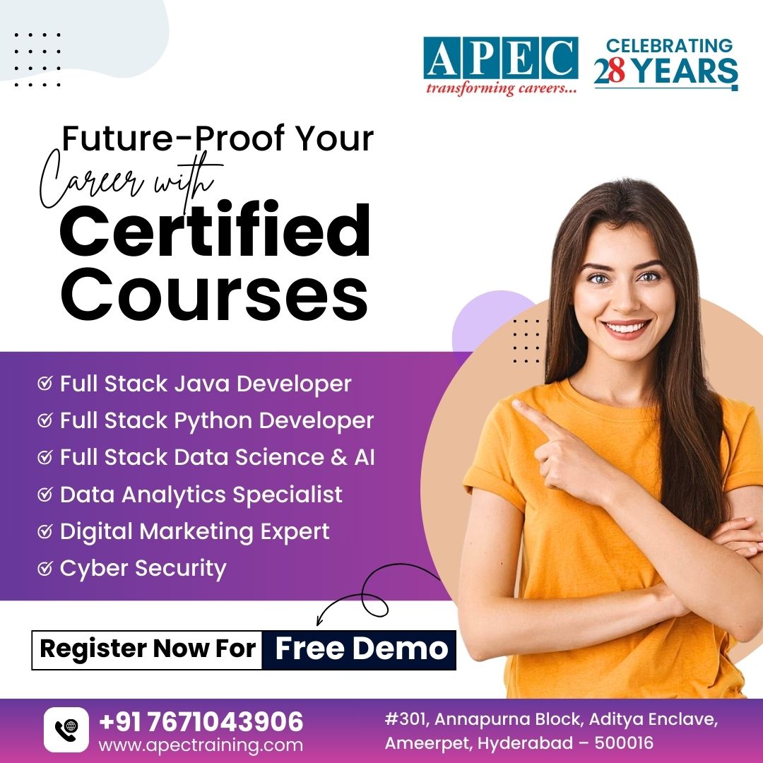 apecITtraining's tweet image. Future-Proof Your Career with APEC Training&apos;s Certified Courses!

🚀 Free Live Demo – Register Now!
👉 Enroll: t.ly/soH_l
🌐 Visit: apectraining.com
📞 Call: +91 7671043906
📧 Email: info@apectraining.com

#APECTraining #CertifiedCourses #FullStackDeveloper