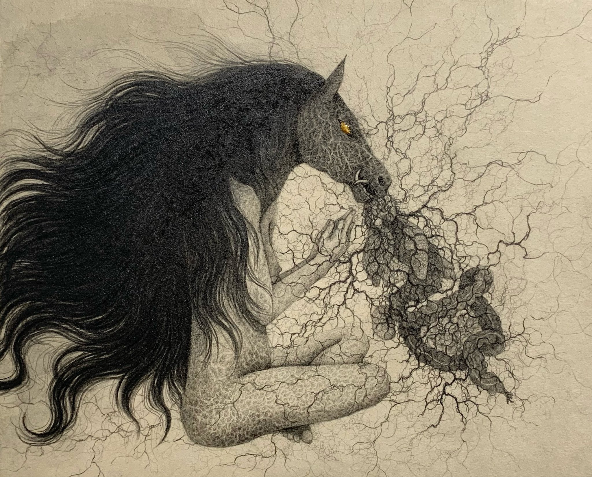 ☆A1☆箕輪 千絵子 Chieko Minowa 銅版画「ドローイング」
