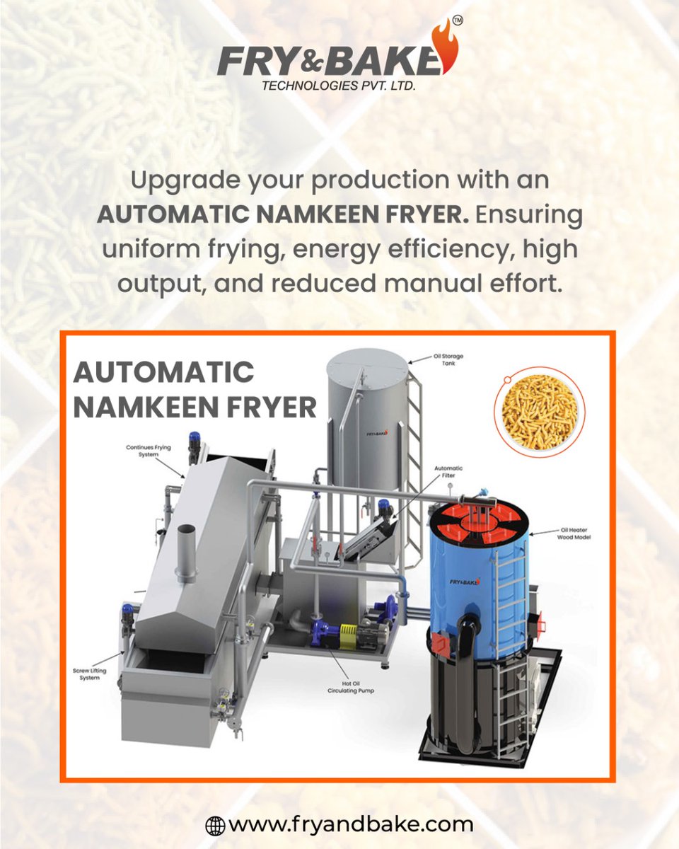 fryandbaketech's tweet photo. Upgrade your production with the Automatic Namkeen Fryer β efficient,
π Contact Now:
π +91 9909776066
π Visit us: https://t.co/gQD63XiW4G
π§ Contact: info@fryandbake.com
#FryAndBakeTechnologies #NamkeenFryer #AutomaticFryer #SnackMachinery #FoodProcessing #ahmedabad https://t.co/EfyUdIR3dV