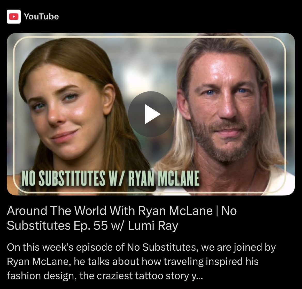 Around The World With Ryan McLane | No Substitutes Ep. 55 w/ Lumi Ray youtu.be/gHPOVBPUEh4?si…