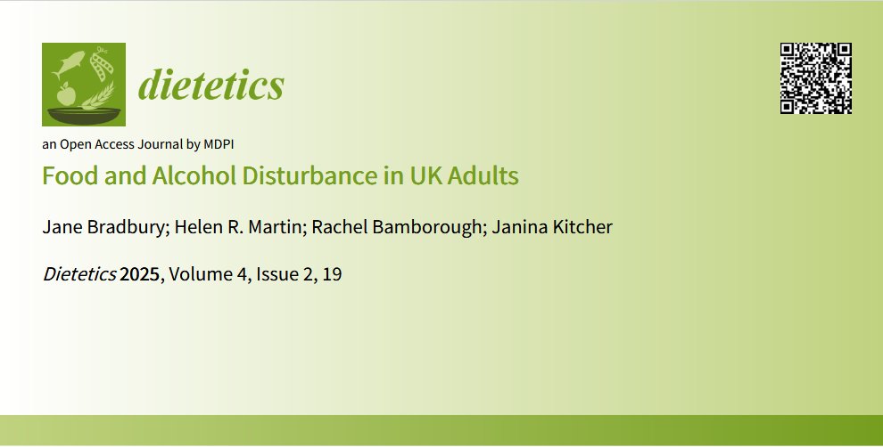 Dietetics_MDPI's tweet image. 🚨 New research alert! 🍷🍽️ " Food and Alcohol Disturbance in UK Adults "
Highlights the need for broader #publichealth awareness and interventions addressing alcohol-related disordered eating across all age groups. #eatingdisorder
📄Read the study: mdpi.com/2674-0311/4/2/…