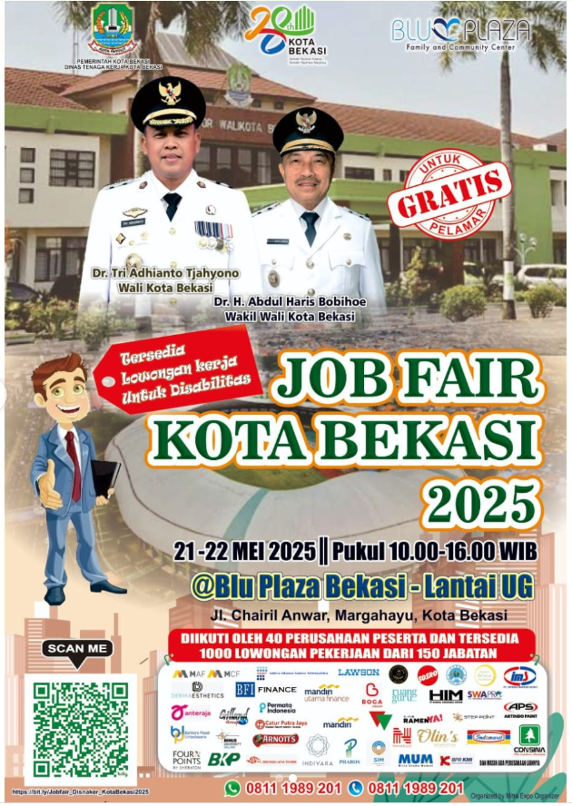 IDJobfair's tweet photo. Selain Jakarta dan Bogor, Kota Bekasi juga nggak mau ketinggalan. Bakalan ada jobfair di tanggal 21-22 Mei 2025 di Blu Plaza Bekasi yang bisa kalian datengin.

Sumber: https://t.co/iXCkohW51D

#InfoJobfairMei2025 #InfoJobfairKotaBekasi2025 https://t.co/e9boyprblC