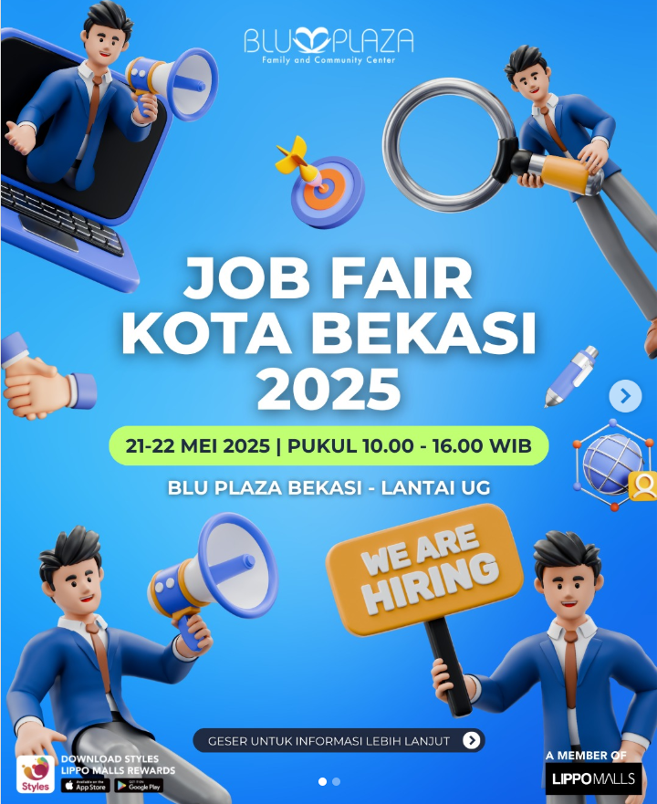 Selain Jakarta dan Bogor, Kota Bekasi juga nggak mau ketinggalan. Bakalan ada jobfair di tanggal 21-22 Mei 2025 di Blu Plaza Bekasi yang bisa kalian datengin.

Sumber: instagram.com/p/DJgG3OzSdQX/

#InfoJobfairMei2025 #InfoJobfairKotaBekasi2025
