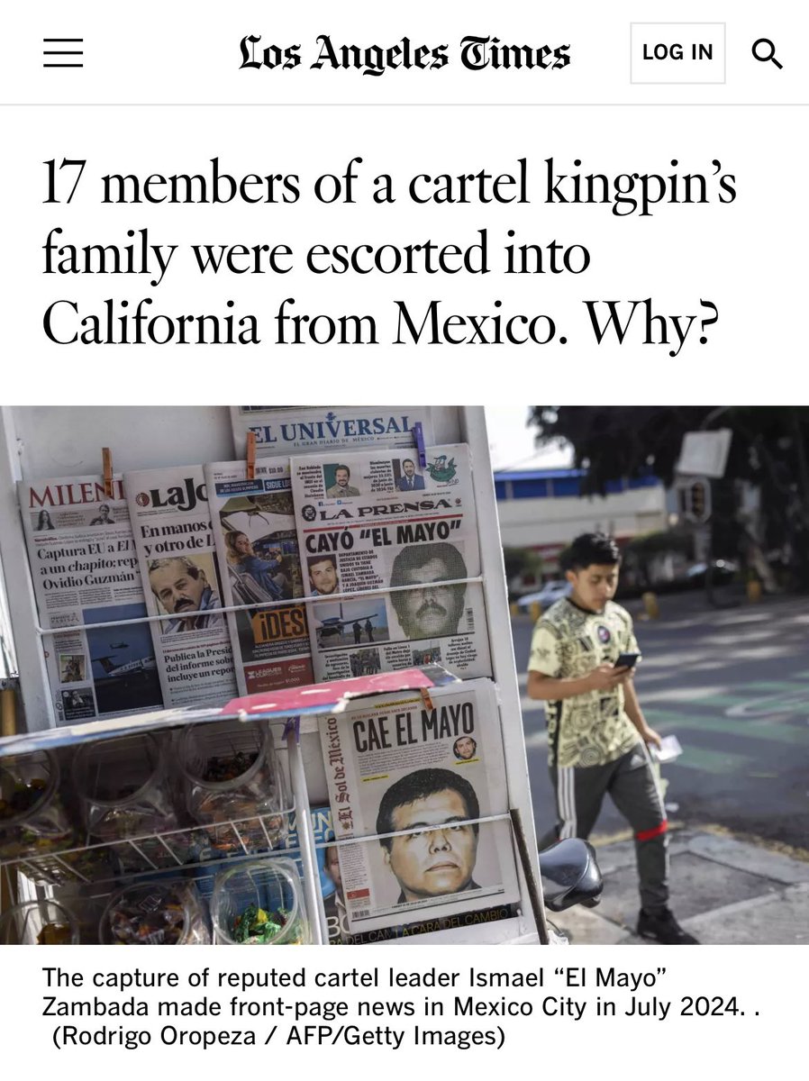 ShawnWitzemann's tweet image. “On Monday, citing “sources,” Chaparro reported on his YouTube channel that 17 of El Chapo’s relatives — including his ex-wife, various nephews and nieces, a grandson, a daughter and a son-in-law — entered U.S. territory in San Ysidro around midday May 9 and were met by FBI…