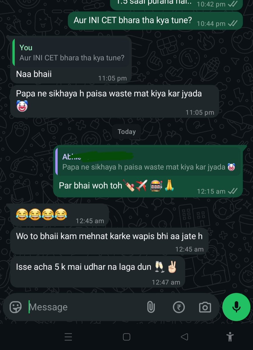 asadism97's tweet photo. Har shaqs ka yahan alag hi satta hai..🎰🏏
(Mera bina padhe exam dene jaana aur yeh ummed rakhna ki ho jaayega shayad usse bhi bada satta hai📝🧑‍🎓)
#INICET #NEET #MedTwitter #MedX https://t.co/UWSbkVHfJr