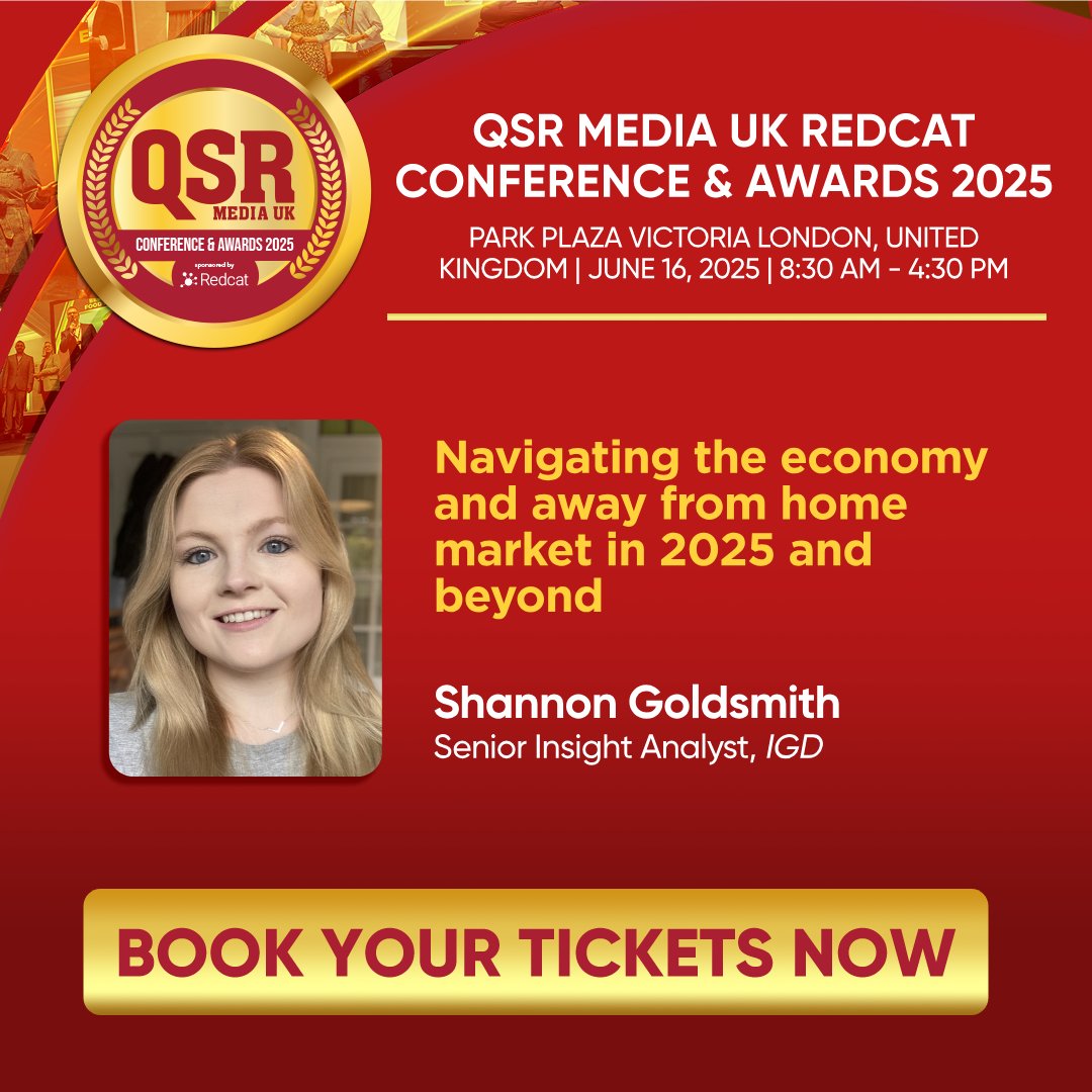 Gain valuable insight with Shannon Goldsmith, Senior Insight Analyst at IGD, as she explores “Navigating the Economy and the Away-from-Home Market in 2025 and Beyond” at the QSR Media UK Redcat Conference &amp; Awards 2025.

For vendors/suppliers: bit.ly/3EILmuD

#QSRMediaUK