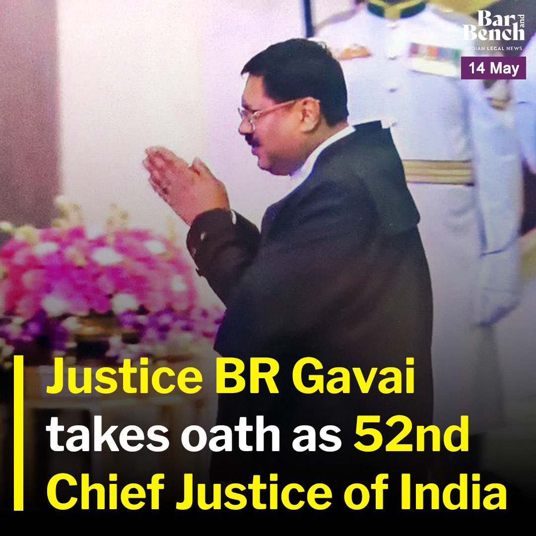Justice BR Gavai takes oath as 52nd Chief Justice of India

President of India Droupadi Murmu administered the oath of office to Justice Gavai at the Rashtrapati Bhavan.

Read more: tinyurl.com/muja5huf