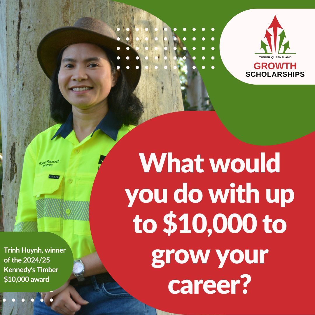 What would you do with up to $10,000 to grow your career?
✈️ An international study tour?
🎤 That must-see conference?
👩‍🎓 Finally signing up for that course?

TQ Growth Scholarships are now open!

Apply now: timberqueensland.com.au/growthscholars…