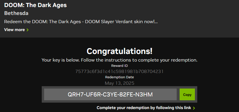 Denjoverse's tweet photo. I got this but I won't be able to claim it so here you go

PC only

#DOOMTheDarkAges https://t.co/FtZFdCqK4m