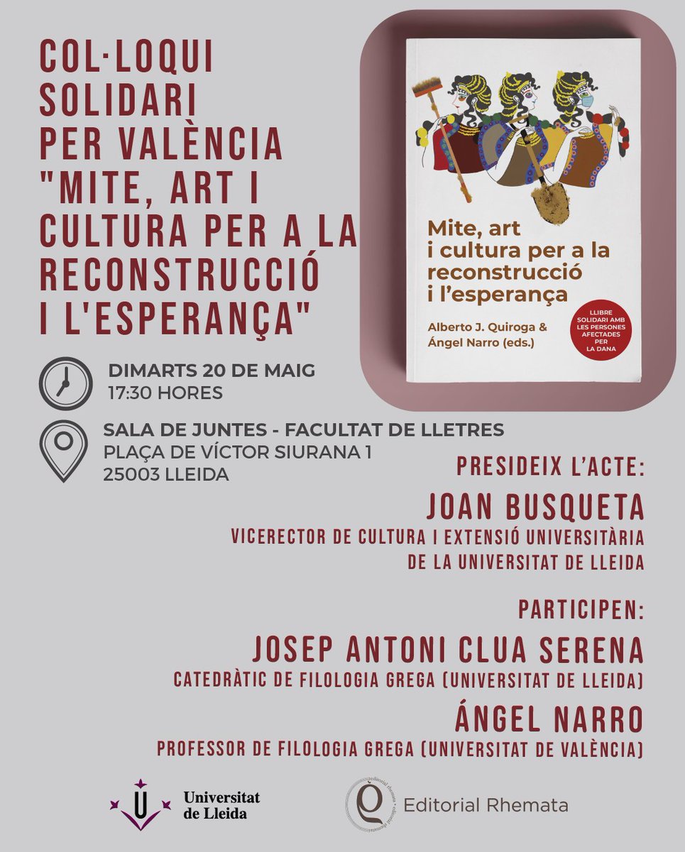 Dimarts vinent teniu una cita solidària a la Universitat de Lleida. No hi falteu i ajudeu-nos amb la reconstrucció post-DANA
