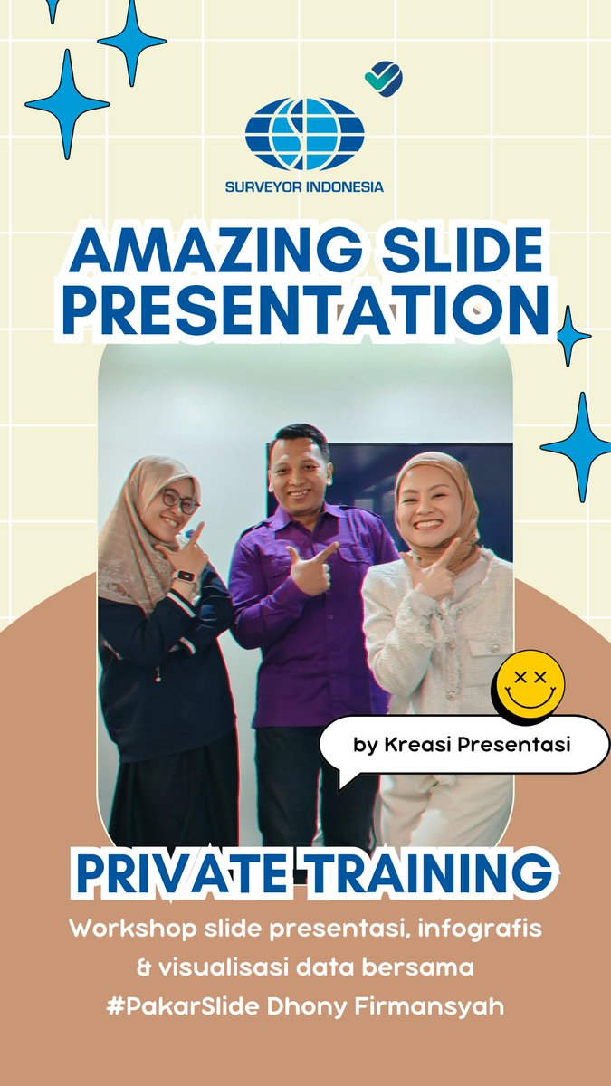 DhonyFirmansyah's tweet image. #PrivateTraining #AmazingSlidePresentation bersama staf PT #SurveyorIndonesia. 

#TerimaKasih sdh mempercayakan pelatihan ini kepada tim @KreasiPrsentasi.

Info kerja sama, hub Bu Kuma 0857 3333 0407.