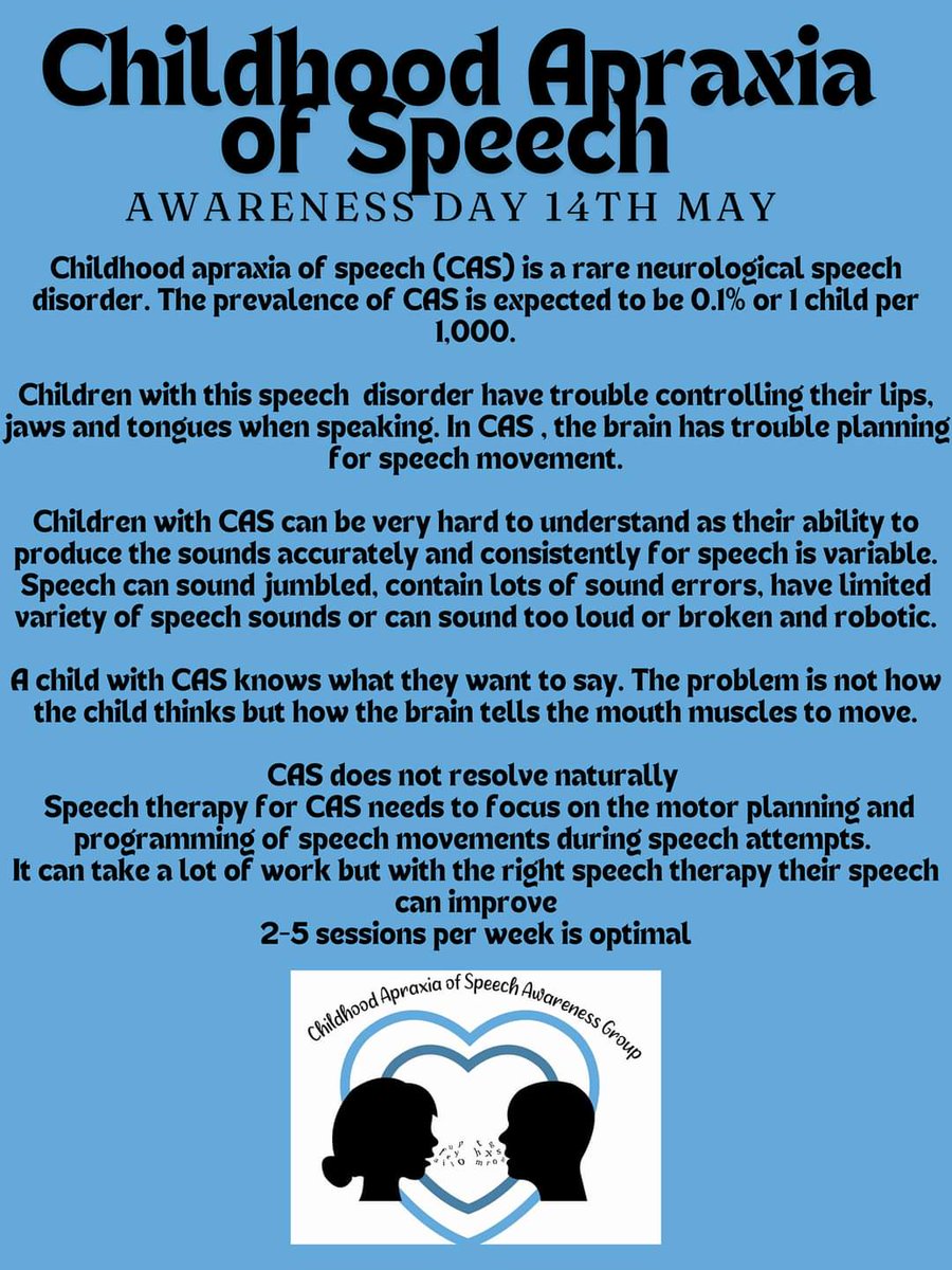 It's Childhood Apraxia of Speech Awareness Day.
Let's go blue 💙
Let's raise awareness 🙌 
#Speechtherapy #CAS #apraxia #speechsound
