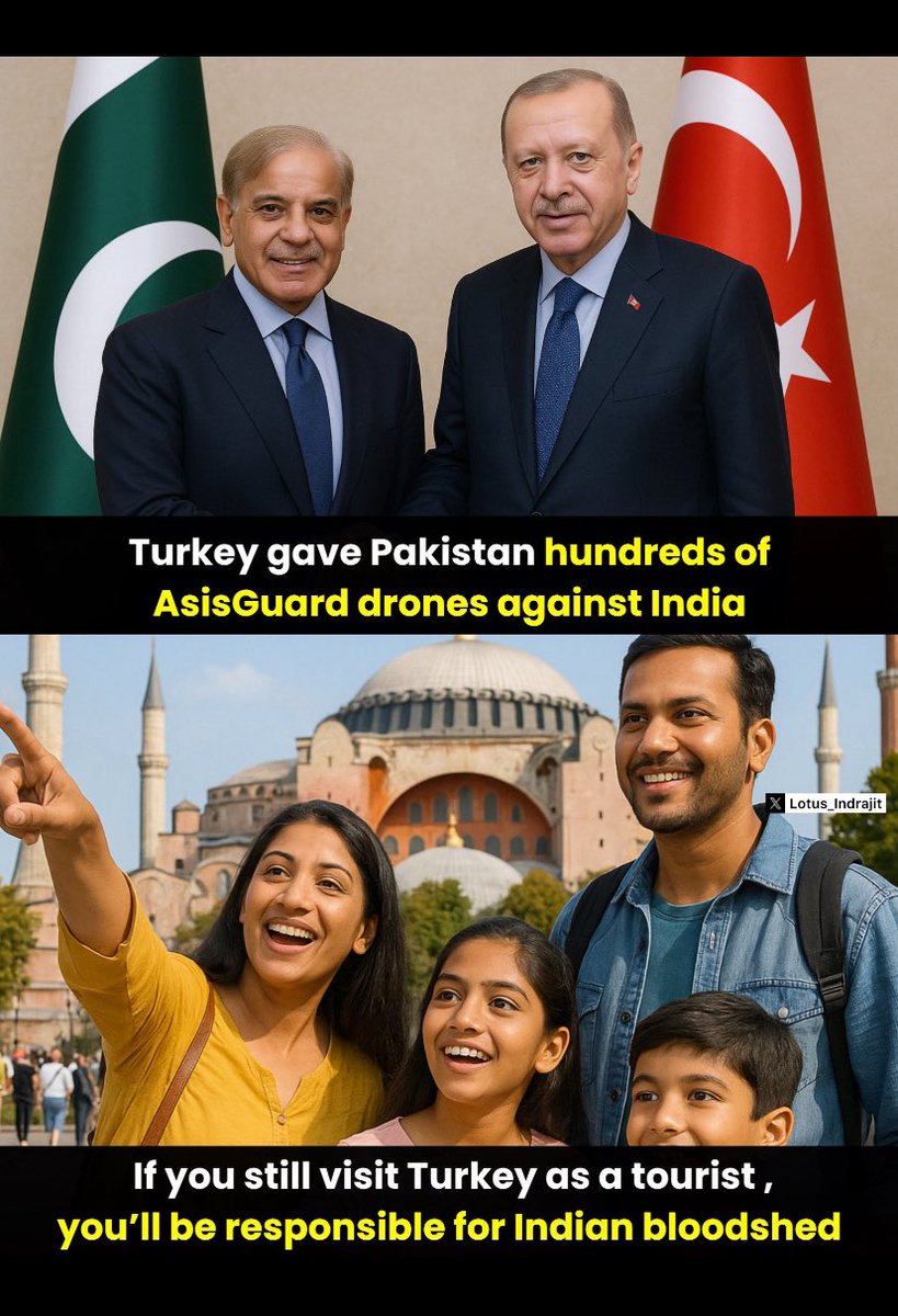 KanthwalSaurabh's tweet photo. This same Turkey supported the terrorist country, gave it weapons and drones and because of those weapons many of our innocent Indians had to lose their lives. Terrorism and tourism won’t go together. #BoycottTurkey #BoycottTurkeyAzerbaijan #NuclearLeak #ceasefire #HealthTips https://t.co/O9aTB2DZ4v