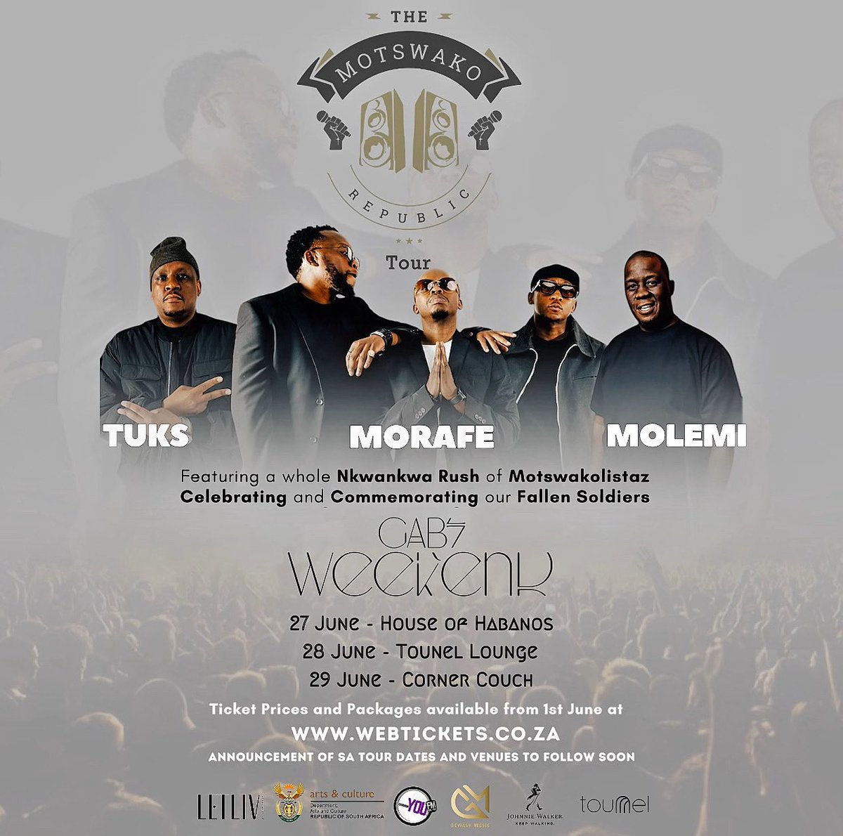 #TheMotswakoReoublicTour kicks off in Gabarone, Botswana. Celebrating albums released in 2005 #Motswako