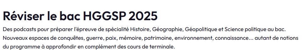 [#DimanchePodcast]📻Cette playlist de <a href="/radiofrance/">Radio France</a>  pour réviser les épreuves d'HGGSP  intéressera professeurs et élèves
👉radiofrance.fr/sujets/bac-his…
