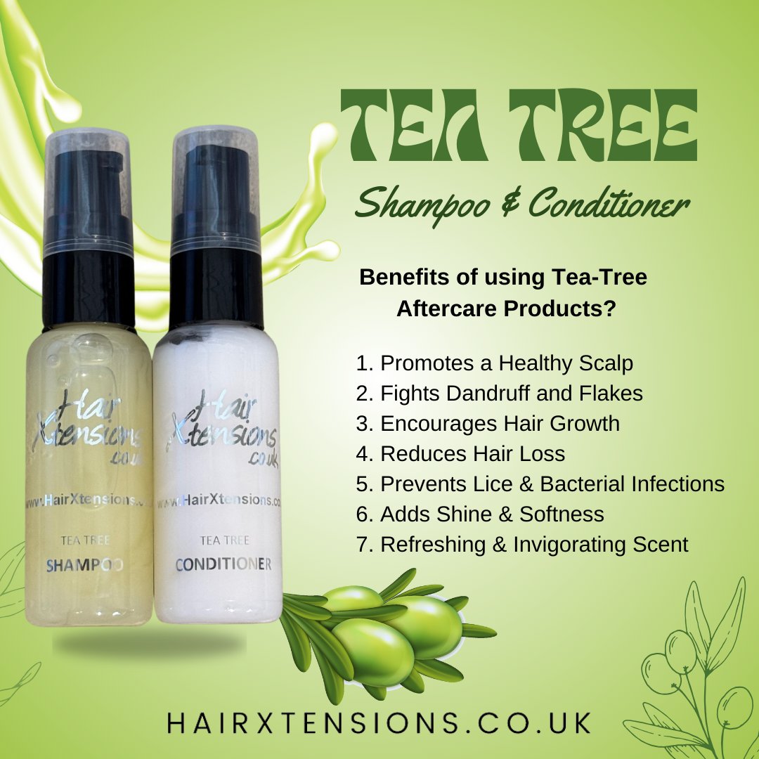 hair_xtensions's tweet image. 𝓦𝓱𝔂 𝓤𝓼𝓮 𝓣𝓮𝓪  𝓣𝓻𝓮𝓮 𝓸𝓷 𝓔𝔁𝓽𝓮𝓷𝓼𝓲𝓸𝓷𝓼?🌿

🛡️ Cleans &amp;amp;  protects
💆 Soothes scalp
🧼Fights buildup
❄️ Reduces dandruff
🌱 Boosts scalp health
💧 Refreshes gently

🛍️ hairxtensions.co.uk/collections/af…

#TeaTreeShampoo #TeaTreeConditioner  #HealthyHairWithTeaTree #TeaTree