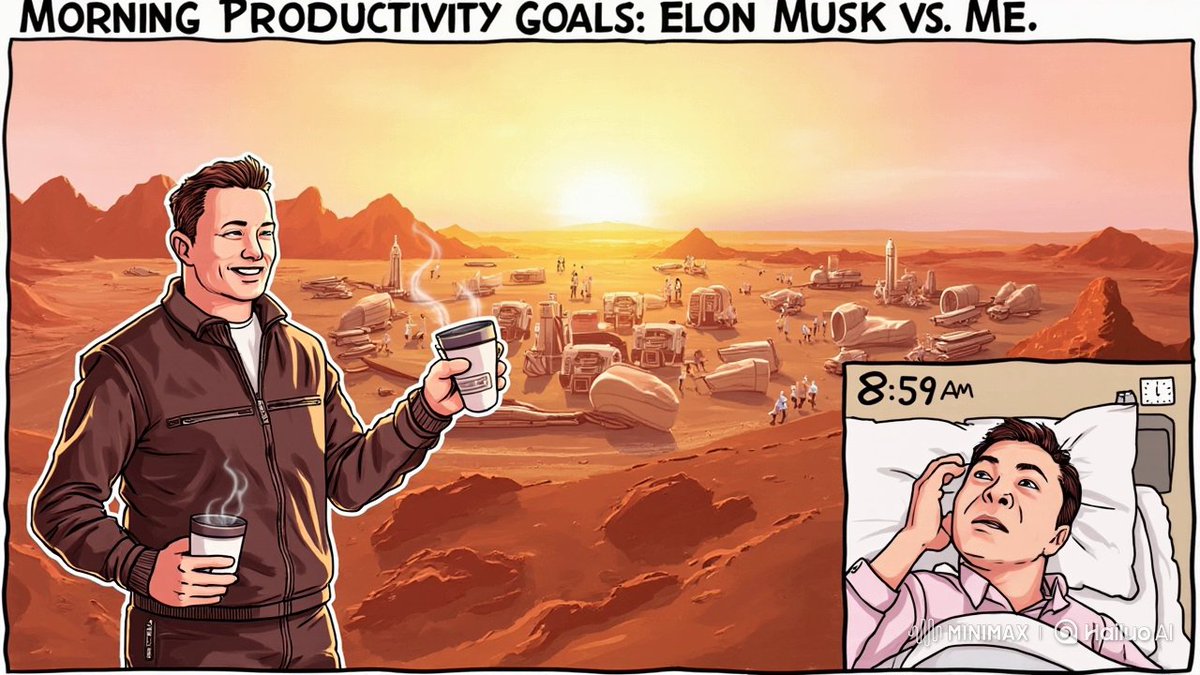 RSONIARICO's tweet photo. Tweet:
Me: Trying to wake up before 9 AM
Elon Musk: Building Mars colonies before breakfast
😭💀 #ElonMusk #Relatable
#TrumpTariffs #GalaxyS25 https://t.co/oEyvJ13oxH