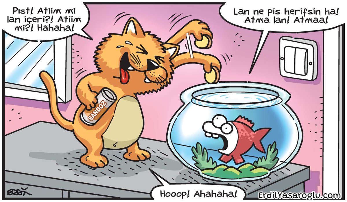 erdilyasaroglu's tweet photo. Pis herif 🙃
.
#Komikaze #karikatür #komik #mizah #erdil #erdilyasaroglu #pis #kedi #balık #sandoz #efervesan https://t.co/zJ5EqFvcWt