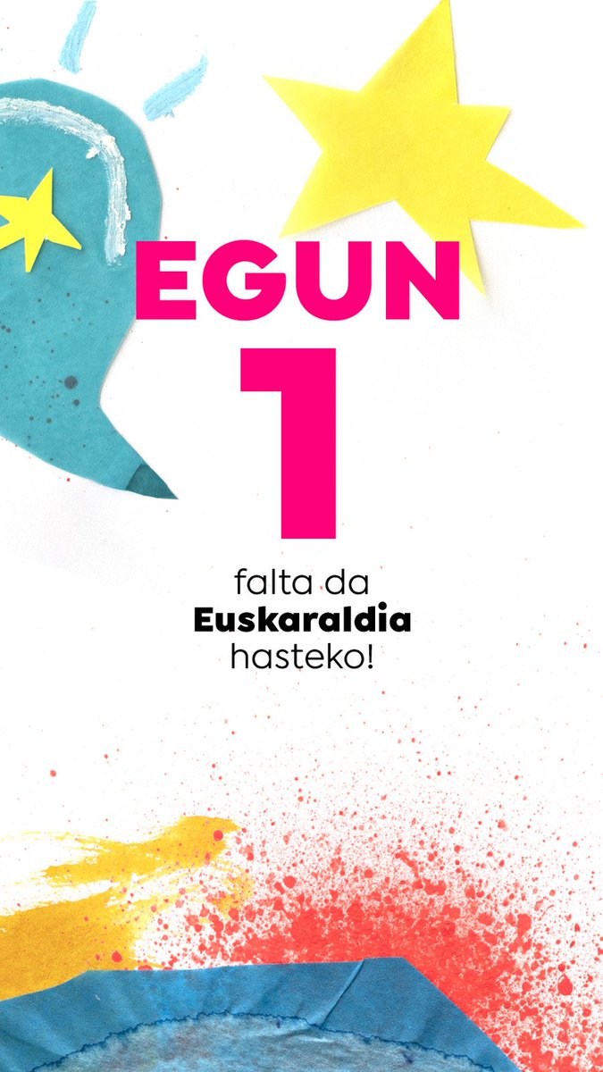 EGUN 1 falta da, bihar hasiko da #Euskaraldia.

Oraindik ez da berandu izena emateko, denentzako lekua dugu hemen! Animatu eta parte hartu ariketan! 🌟

EMAN IZENA: izenematea.euskaraldia.eus