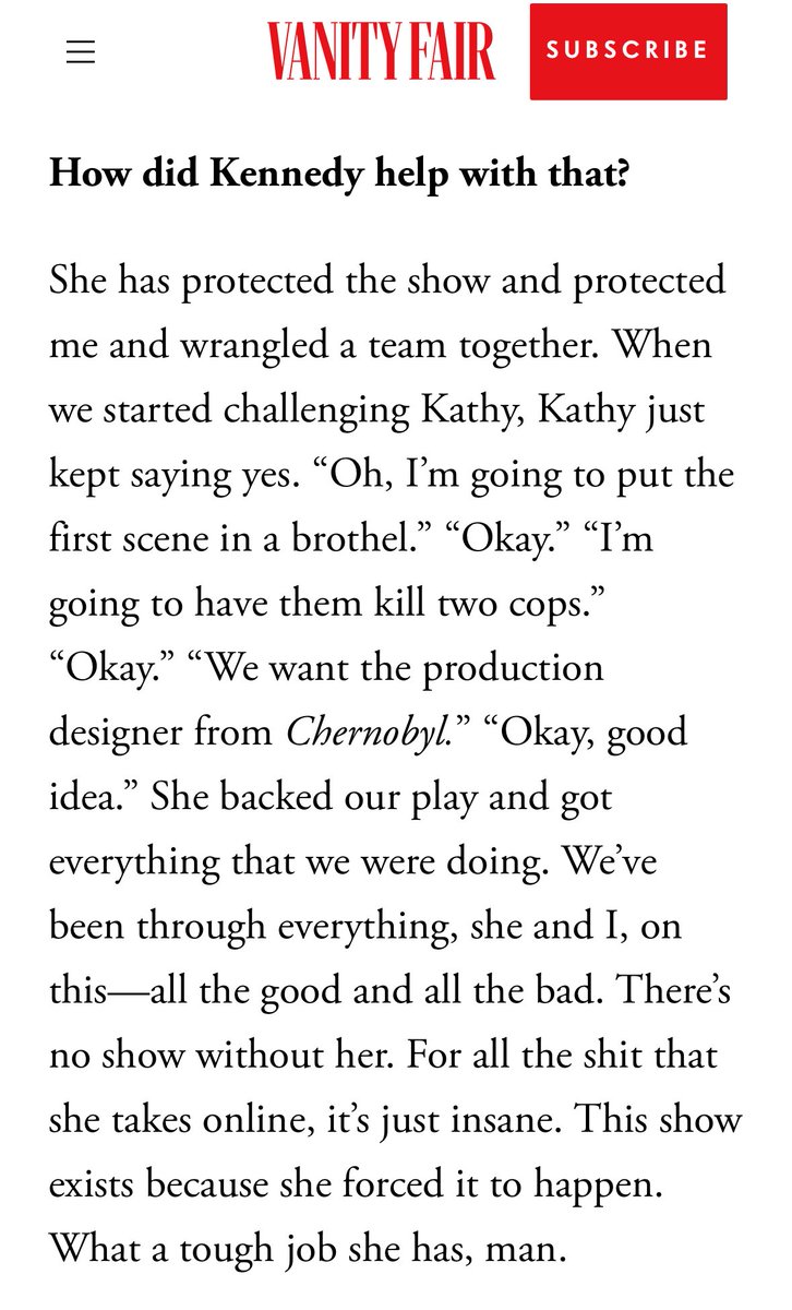 Message from Tony Gilroy about Kathleen Kennedy. “This show exists because she forced it to happen.” #Andor vanityfair.com/hollywood/stor…