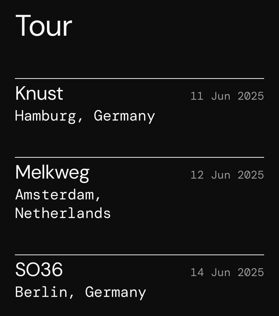 Berlin, Hamburg, Amsterdam, London...
Biletler 👉🏽 gevende.com