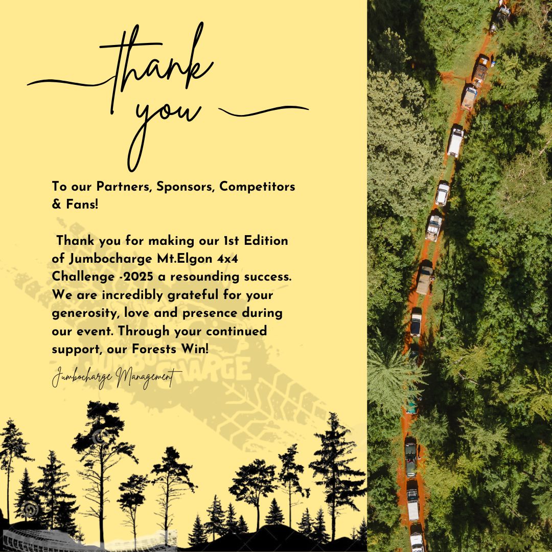 Jumbo charge (@jumbochargeke) on Twitter photo To all our Partners, Sponsors, Competitors & Fans, THANK YOU!!!
<a href="/betikaKe/">Betika</a> <a href="/SkywardExp64961/">Skyward Express</a> <a href="/KETRACO1/">KETRACO</a> <a href="/DieselPower_Ke/">Diesel Power Company Limited</a> <a href="/Tandazaafrica/">Tandaza_Africa</a> <a href="/KeForestService/">Kenya Forest Service</a>
#1milliontreesinitiative
#mtelgonrestoration To all our Partners, Sponsors, Competitors & Fans, THANK YOU!!!
<a href="/betikaKe/">Betika</a> <a href="/SkywardExp64961/">Skyward Express</a> <a href="/KETRACO1/">KETRACO</a> <a href="/DieselPower_Ke/">Diesel Power Company Limited</a> <a href="/Tandazaafrica/">Tandaza_Africa</a> <a href="/KeForestService/">Kenya Forest Service</a>
#1milliontreesinitiative
#mtelgonrestoration