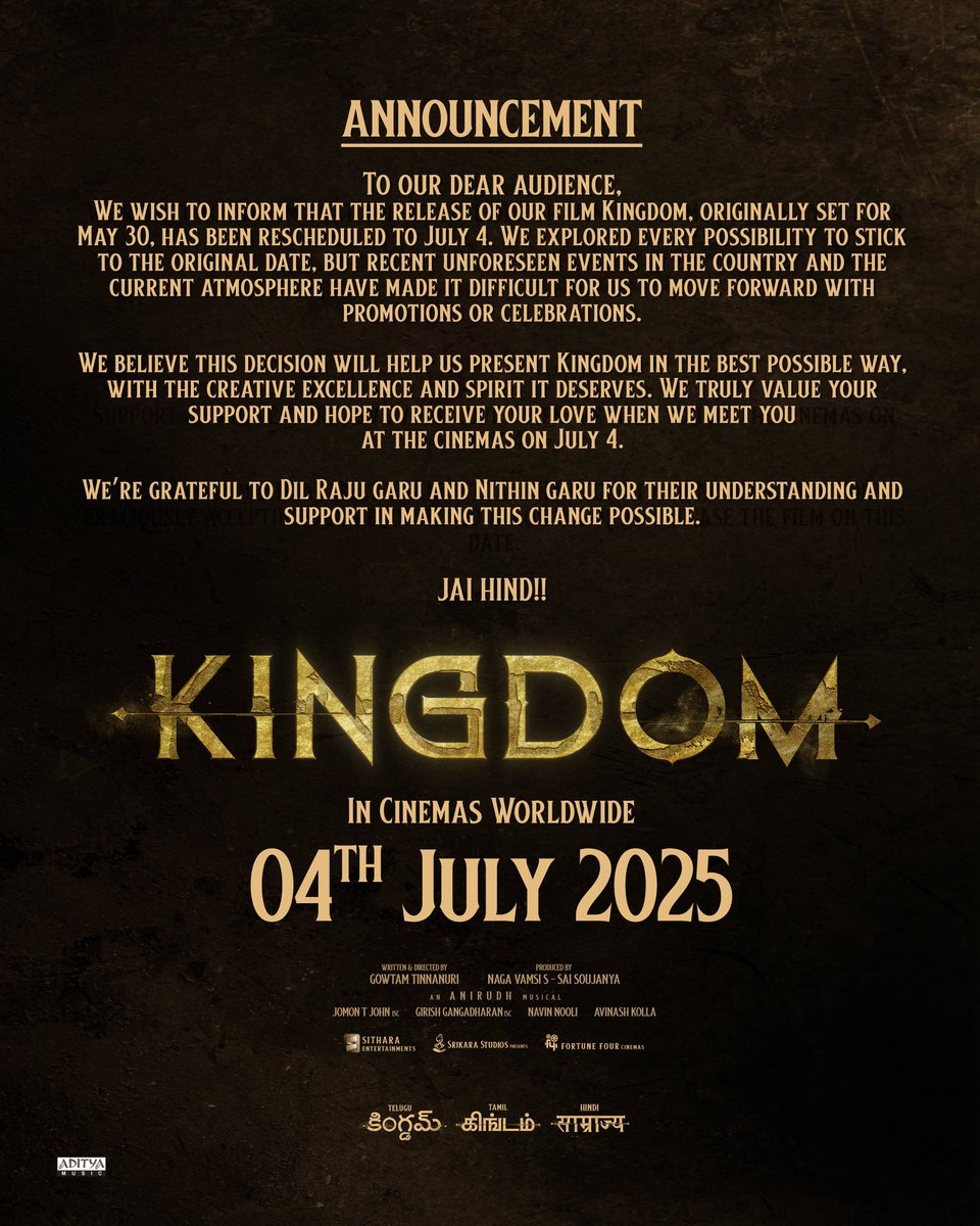 #Kingdom 
July 04, 2025. 

Will see you in the cinemas :)