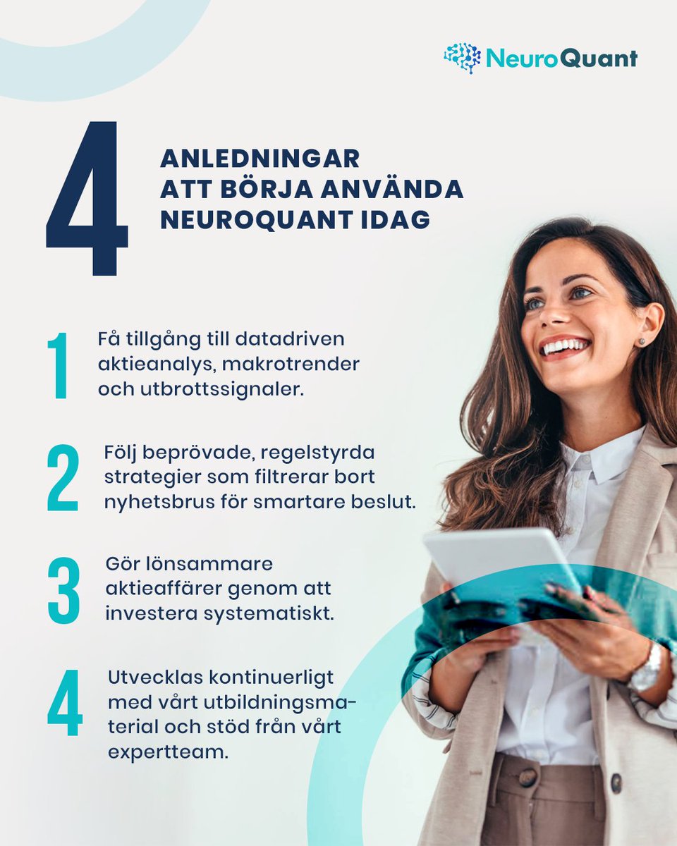 NeuroQuantNQ's tweet image. 📈 Oavsett om du är aktiv eller passiv – #NeuroQuant hjälper dig att investera med struktur.
👉 Testa gratis med vårt demokonto idag.
#Finanstwitter #fintwit #PrataPengar