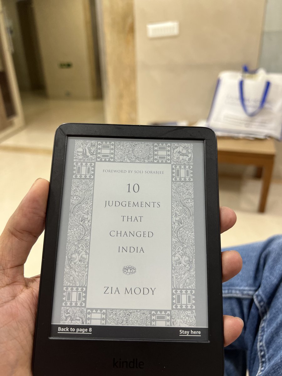 - Hospital visit, books help you  be present in the moment blurring worries 

- 10 judgement that's changed India 
by Zia Mody