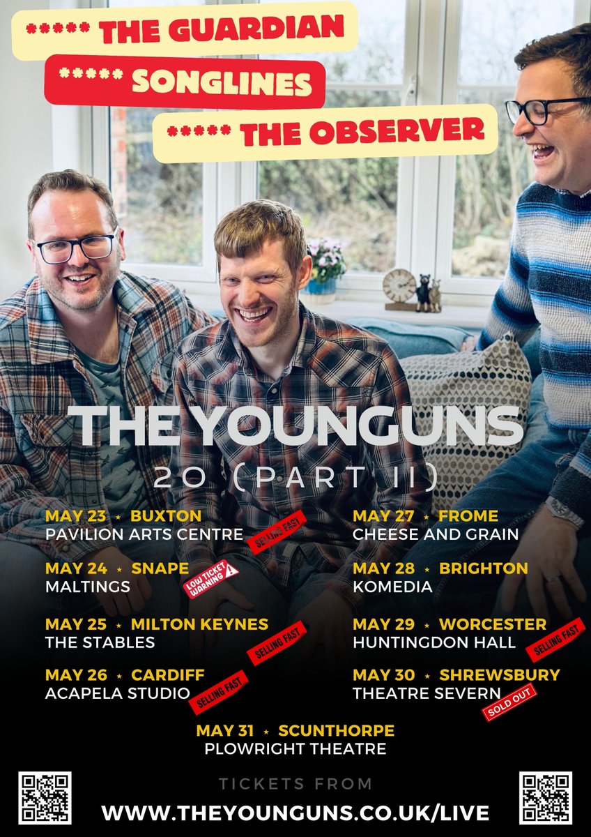 Melting Vinyl (@meltingvinyl) on Twitter photo Limited tckets remain for the Brighton show on the Young 'Uns tour.
The Young’uns 20 <a href="/theyoungunstrio/">The Young'uns</a> play Komedia Brighton <a href="/KomediaBrighton/">Komedia Brighton</a> on Wednesday 28th May.
Limited tickets remain: 🎟 bit.ly/MeltingVinylTi… Limited tckets remain for the Brighton show on the Young 'Uns tour.
The Young’uns 20 <a href="/theyoungunstrio/">The Young'uns</a> play Komedia Brighton <a href="/KomediaBrighton/">Komedia Brighton</a> on Wednesday 28th May.
Limited tickets remain: 🎟 bit.ly/MeltingVinylTi…