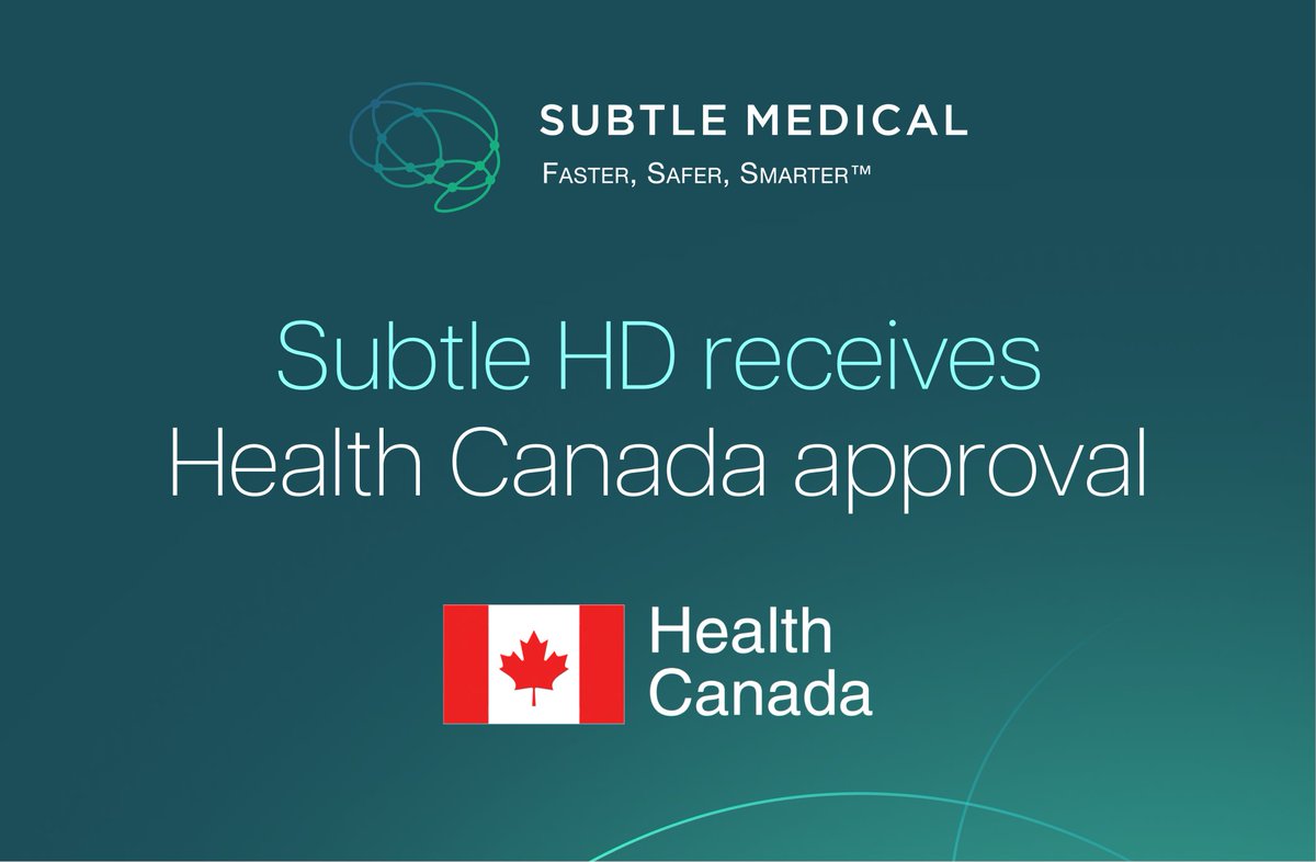 SubtleMedical's tweet image. 📣 Just in: #SubtleHD™ is now #HealthCanada approved! 🇨🇦 Faster scans. Sharper images. Better care.
Proud to bring our AI-powered #MRI enhancement to Canadian #radiology.
Read the full PR👉subtlemedical.com/subtlehd-gains…