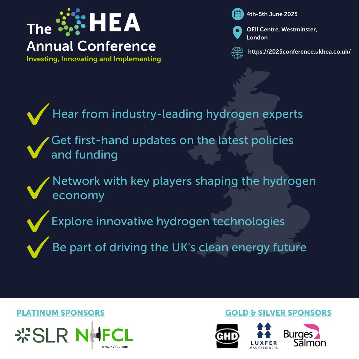 Thinking of attending the HEA Annual Conference? Here are 5 reasons to join us:

1️⃣ Expert speakers
2️⃣ Policy &amp; funding insights
3️⃣ Key networking
4️⃣ Tech innovations
5️⃣ Help shape the UK’s hydrogen future

📅 5 June | 📍 QEII, London
🔗 2025conference.ukhea.co.uk