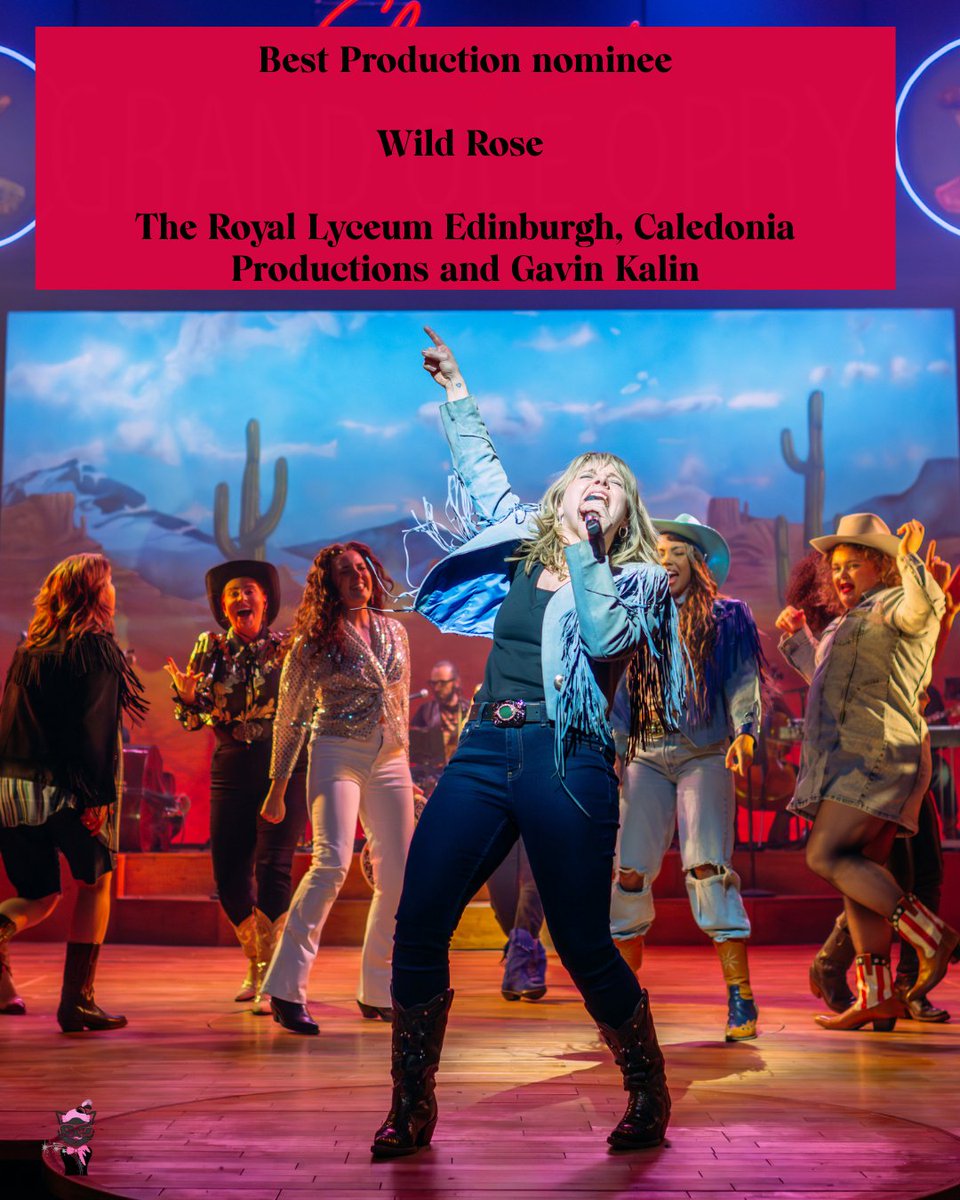 CATS Awards 2025 nominations are here and we're so excited to see four nominations for Wild Rose! 
⭐ Outstanding performance: Dawn Sievewright
⭐ Best Music &amp; Sound
⭐Best Technical Presentation
⭐Best Production 
📸Mihaela Bodlovic