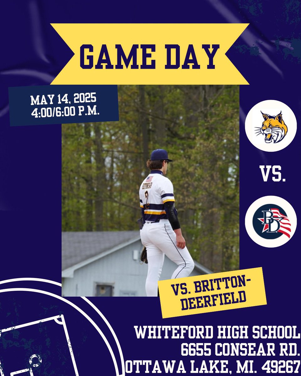 🚨GAME DAY🚨
🆚Britton-Deerfield
📍Whiteford High School
⏰4:00/6:00 P.M.