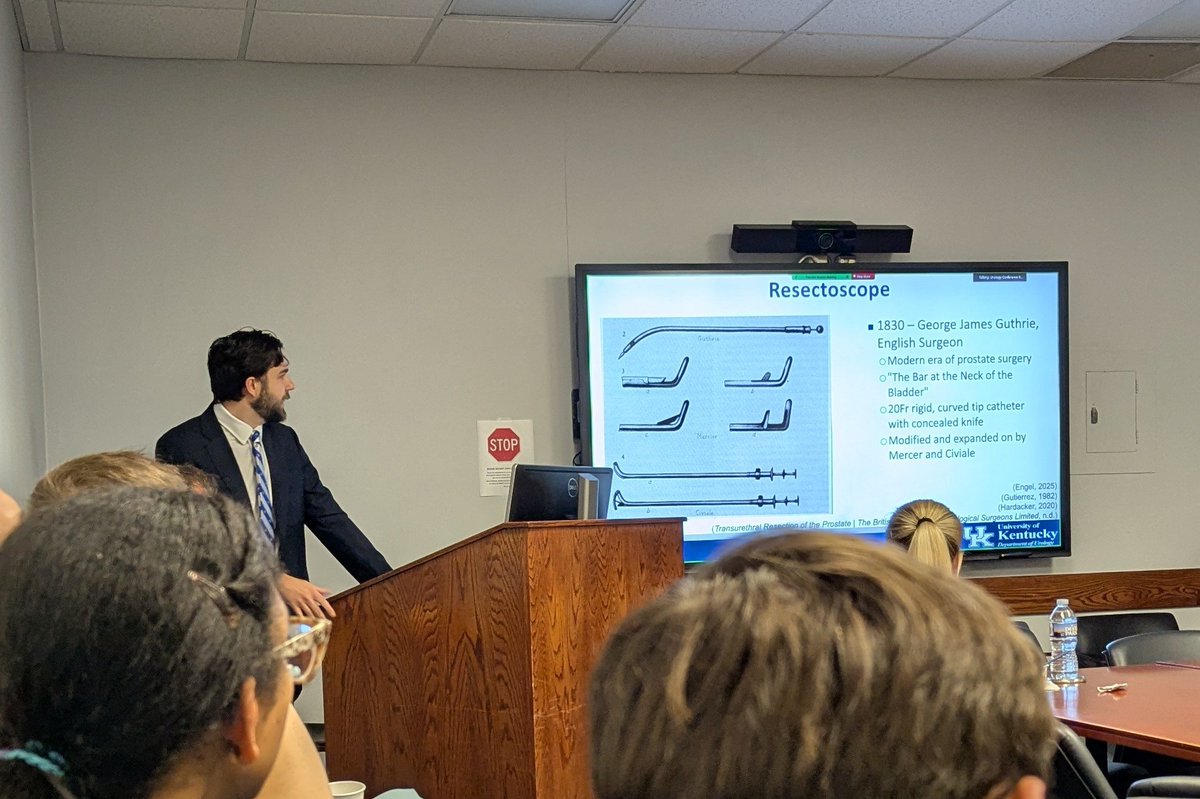 Chief resident Dr. Graves giving an eye opening discussion on the history of urology this morning! Incredible to see how far we've come!