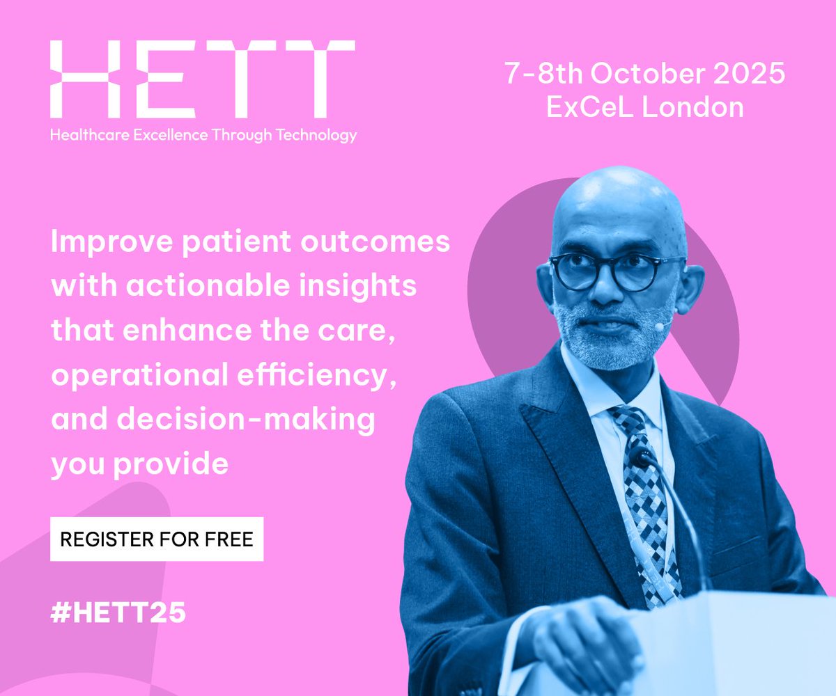 We’ve partnered with <a href="/HETTShow/">HETT Show</a> to bring you #HETT25 (7-8th October, ExCeL)! The CPD-accredited event will explore the systems and infrastructure that underpin and enable a data-driven NHS. Register here: hubs.la/Q03kDBGT0