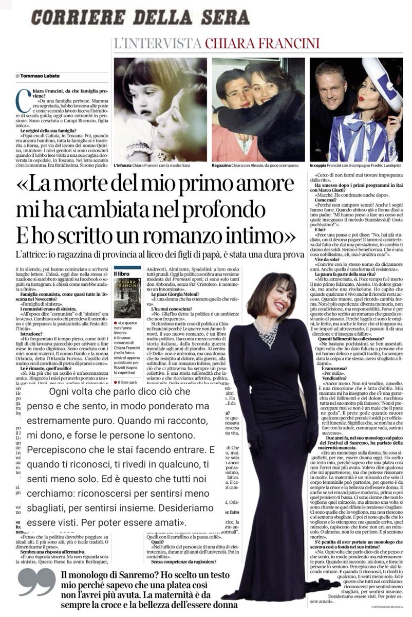 Chiara Francini (@chiarafrancini) on Twitter photo Sul Corriere la mia intervista: ยซ๐๐ ๐ค๐จ๐๐ฅ๐๐ ๐ก๐ข๐ก ๐๐๐ก๐ก๐ข ๐๐๐ ๐ข๐ก๐: ๐จ๐ก ๐ฅ๐ข๐ ๐๐ก๐ญ๐ข ๐๐ก๐ง๐๐ ๐ขยป
di Tommaso Labate
Le querce non fanno limoni รจ un romanzo storico, intimo e popolare: racconta la vita di chi ha disobbedito per amore e di chi ha obbedito per Sul Corriere la mia intervista: ยซ๐๐ ๐ค๐จ๐๐ฅ๐๐ ๐ก๐ข๐ก ๐๐๐ก๐ก๐ข ๐๐๐ ๐ข๐ก๐: ๐จ๐ก ๐ฅ๐ข๐ ๐๐ก๐ญ๐ข ๐๐ก๐ง๐๐ ๐ขยป
di Tommaso Labate
Le querce non fanno limoni รจ un romanzo storico, intimo e popolare: racconta la vita di chi ha disobbedito per amore e di chi ha obbedito per